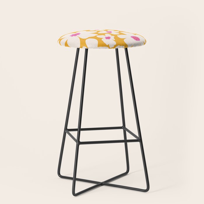 Retro Daisy - Yellow, Pink and White Stool Gallery Image 1