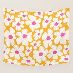 Retro Daisy - Yellow, Pink and White Wall Tapestry Gallery Image 4