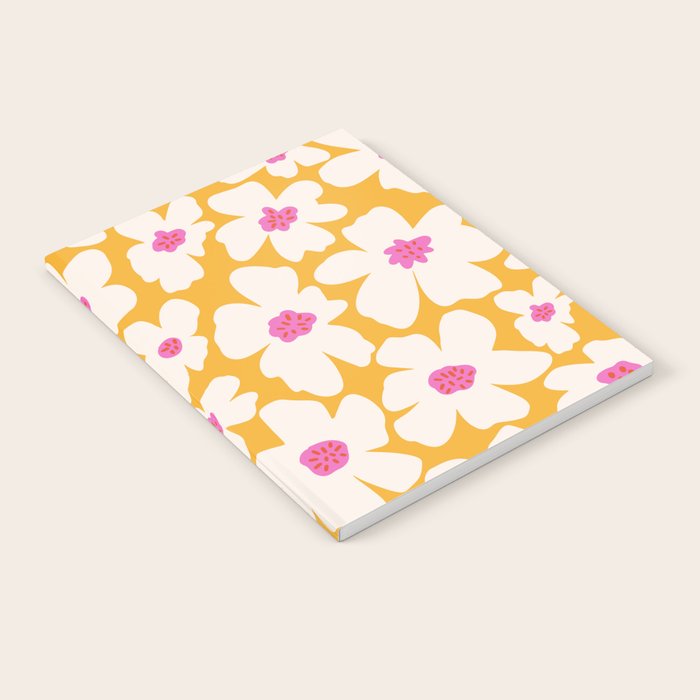 Retro Daisy - Yellow, Pink and White Notebook Gallery Image 1