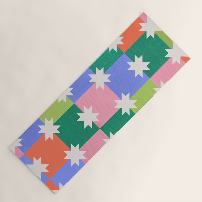 Checkered holiday pattern with stars Yoga Mat Gallery Image 1