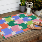 Checkered holiday pattern with stars Outdoor Rug Gallery Image 2