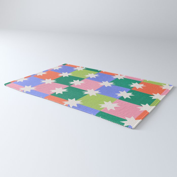 Checkered holiday pattern with stars Rug Gallery Image 3