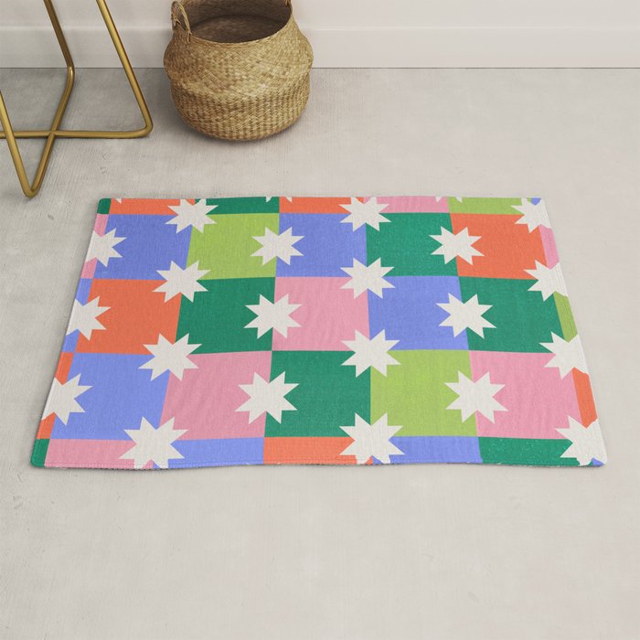 Checkered holiday pattern with stars Rug Gallery Image 1