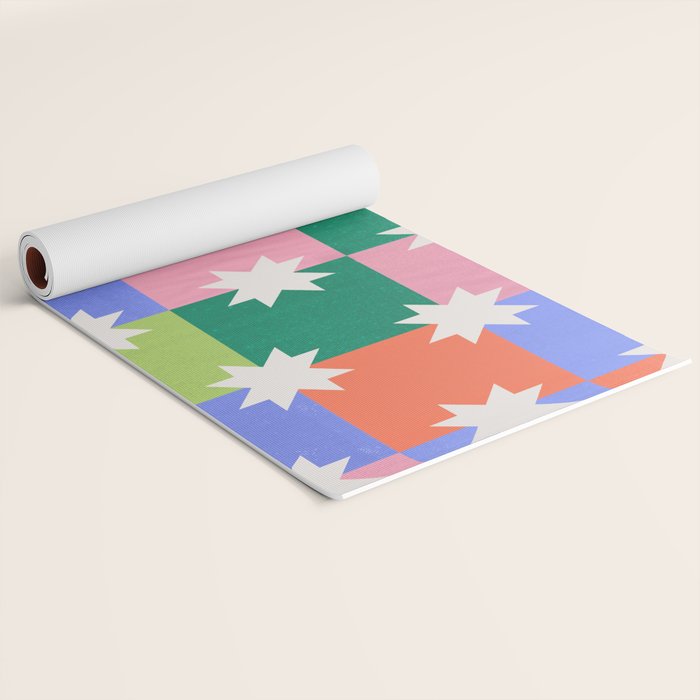 Checkered holiday pattern with stars Yoga Mat Gallery Image 2