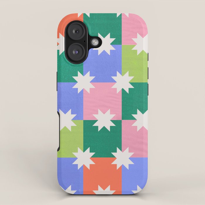 Checkered holiday pattern with stars iPhone Case Gallery Image 1