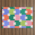 Checkered holiday pattern with stars Outdoor Rug Gallery Image 1
