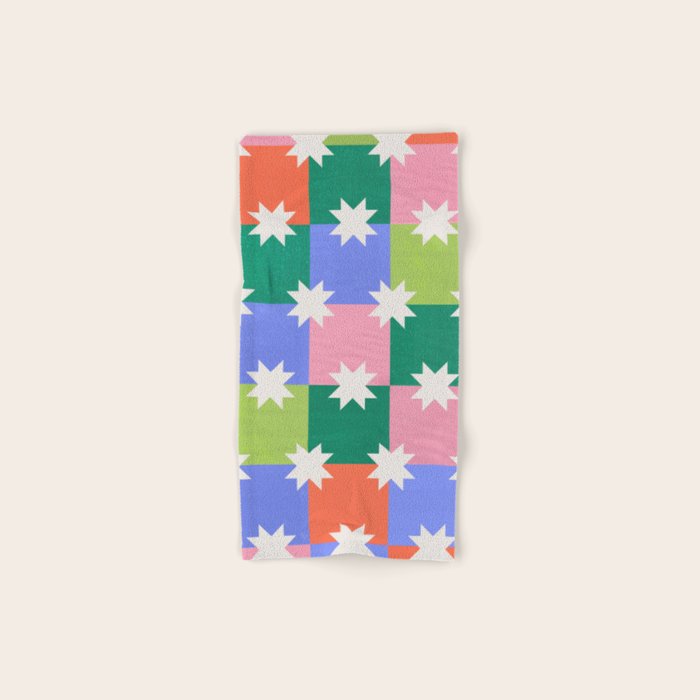 Checkered holiday pattern with stars Bath Towel Gallery Image 1