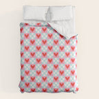 Red love heart checkered pattern Duvet Cover Gallery Image 6