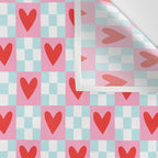 Red love heart checkered pattern Wall Tapestry Gallery Image 3