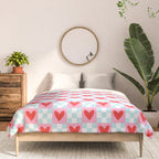 Red love heart checkered pattern Comforter Gallery Image 3