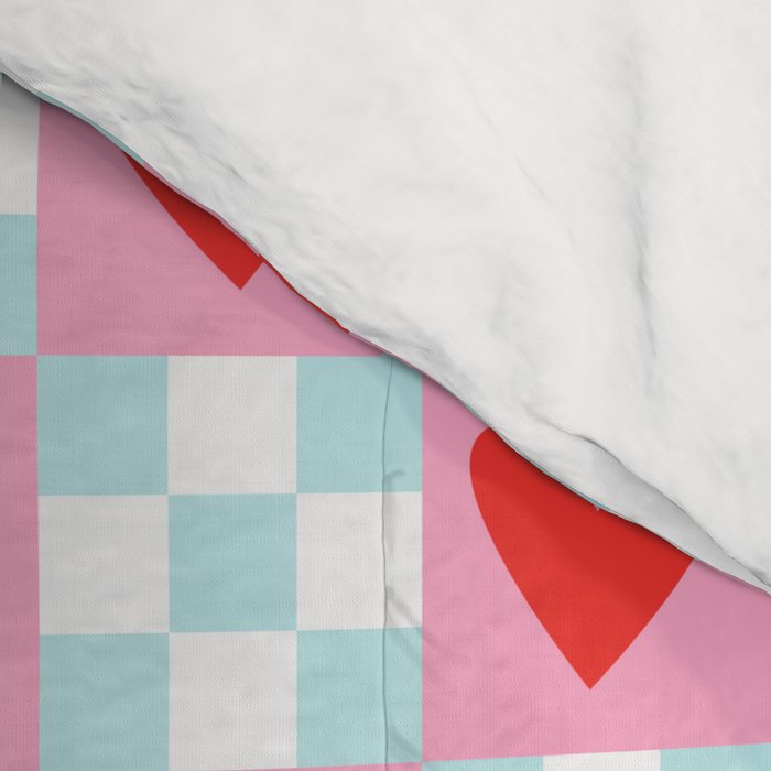 Red love heart checkered pattern Comforter Gallery Image 4