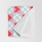 Red love heart checkered pattern Throw Blanket Gallery Image 3