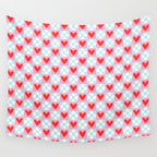 Red love heart checkered pattern Wall Tapestry Gallery Image 4