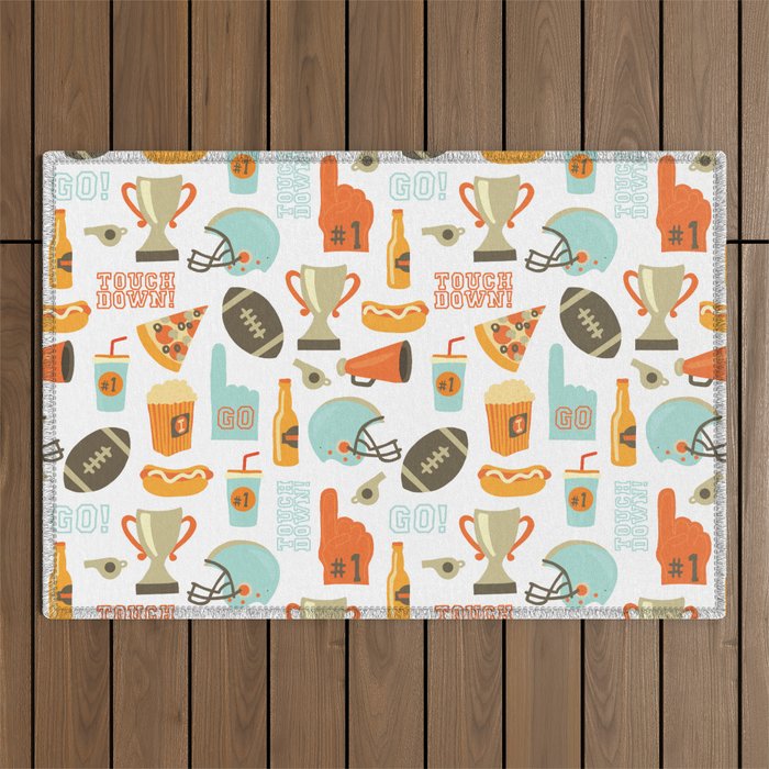 American Football Party Outdoor Rug Gallery Image 1