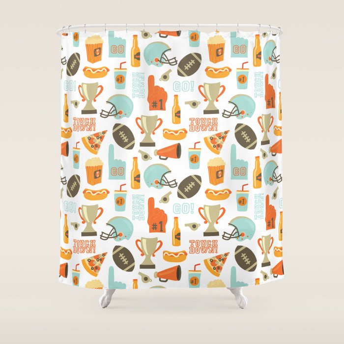 American Football Party Shower Curtain Gallery Image 1