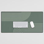 Geometric Lines in Sage Green 5 (Rainbow Abstraction) Desk Mat Gallery Image 1