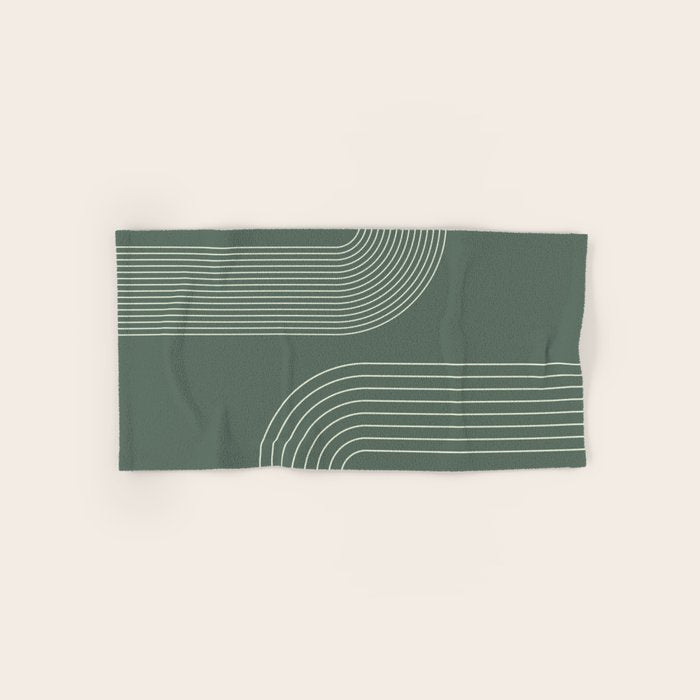 Geometric Lines in Sage Green 5 (Rainbow Abstraction) Bath Towel Gallery Image 1