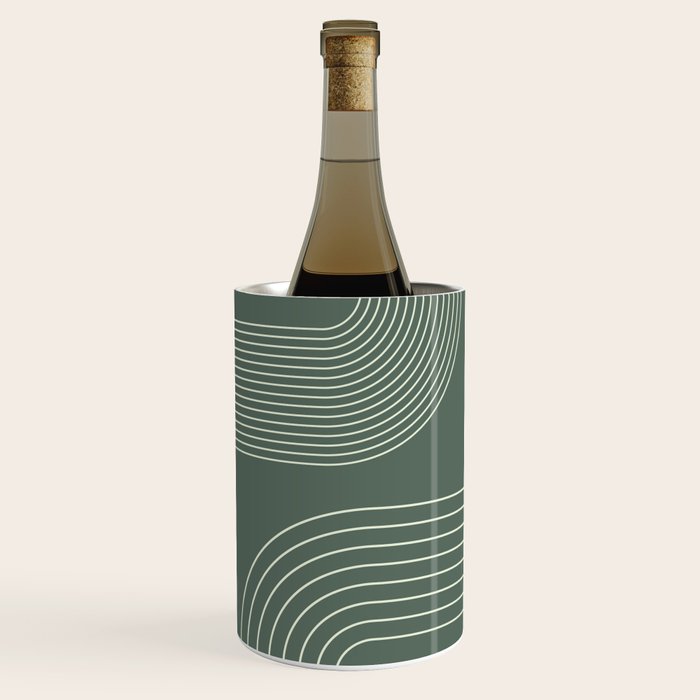 Geometric Lines in Sage Green 5 (Rainbow Abstraction) Wine Chiller Gallery Image 1