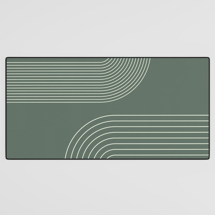 Geometric Lines in Sage Green 5 (Rainbow Abstraction) Desk Mat Gallery Image 3