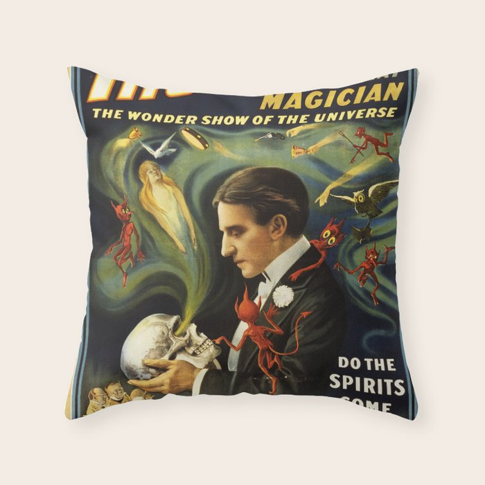 Vintage Thurston Magic poster Throw Pillow Gallery Image 6