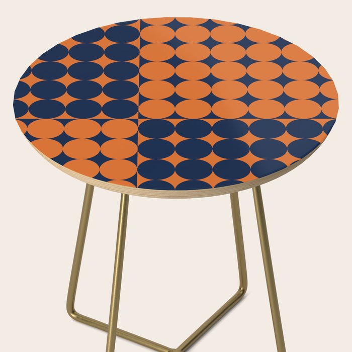 Abstraction Shapes 30 in vintage Orange and Navy Blue Side Table Gallery Image 2