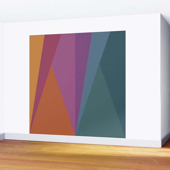 Geometric Triangles X Retro Rainbow Wall Mural Gallery Image 2