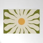 White Daisy Flower 70s Retro Abstract Welcome Mat Gallery Image 1