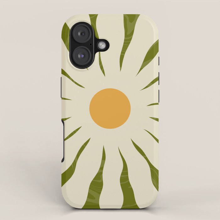White Daisy Flower 70s Retro Abstract iPhone Case Gallery Image 1