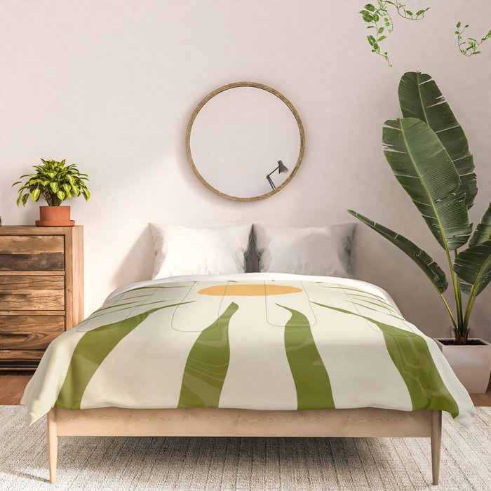 White Daisy Flower 70s Retro Abstract Comforter Gallery Image 3