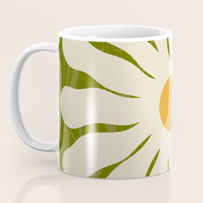 White Daisy Flower 70s Retro Abstract Coffee Mug Gallery Image 3
