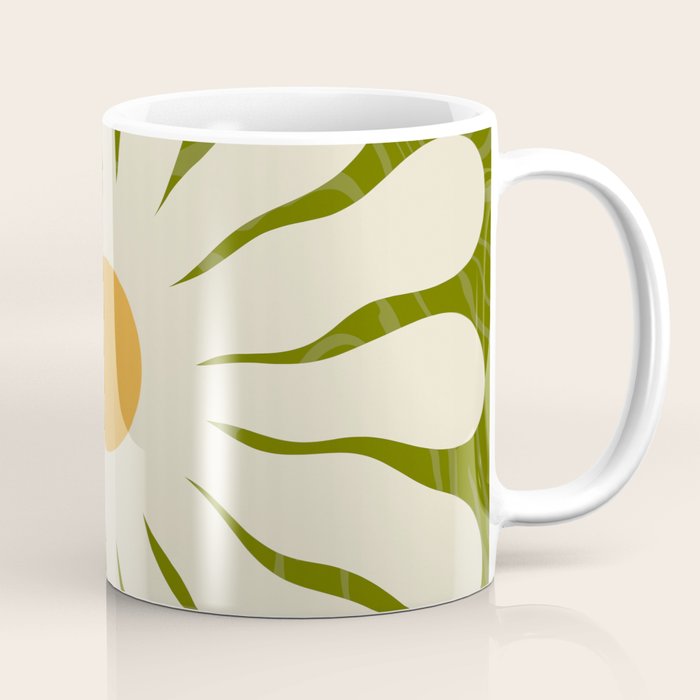 White Daisy Flower 70s Retro Abstract Coffee Mug Gallery Image 1