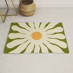 White Daisy Flower 70s Retro Abstract Rug Gallery Image 1
