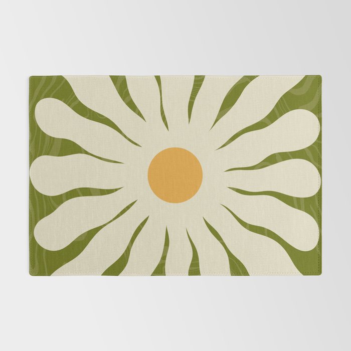 White Daisy Flower 70s Retro Abstract Rug Gallery Image 2