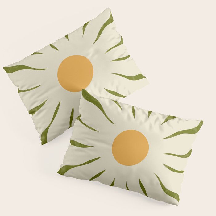 White Daisy Flower 70s Retro Abstract Pillow Sham Gallery Image 3