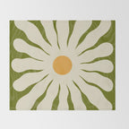 White Daisy Flower 70s Retro Abstract Throw Blanket Gallery Image 2