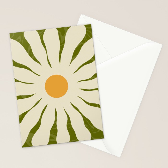White Daisy Flower 70s Retro Abstract Stationery Card Gallery Image 2