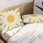 White Daisy Flower 70s Retro Abstract Pillow Sham Gallery Image 2