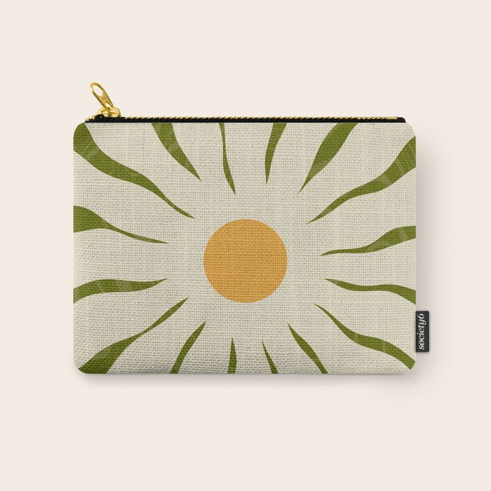 White Daisy Flower 70s Retro Abstract Carry All Pouch Gallery Image 1