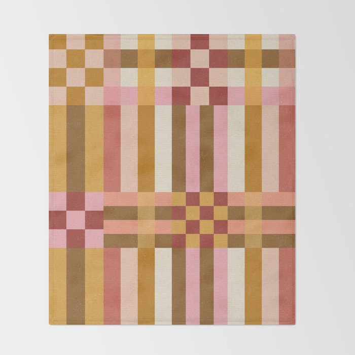 Woven Checks and Stripes - Harvest Gold Throw Blanket Gallery Image 2