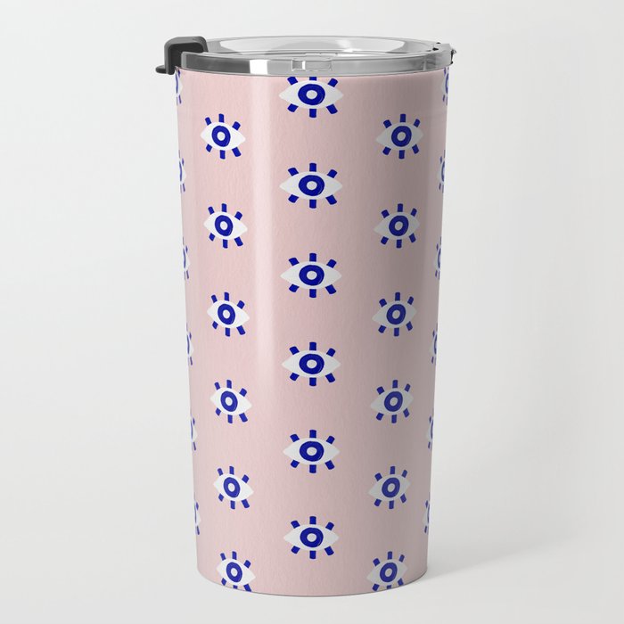Evil Eye Dots - Navy & Blush Palette Travel Mug Gallery Image 3
