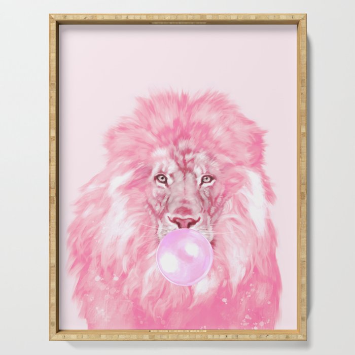 Lion Chewing Bubble Gum in Pink Serving Tray Gallery Image 1