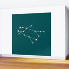Gemini Zodiac Star Constellation Line Art Deep Teal Wall Mural Gallery Image 2