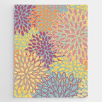 Festive, Floral Prints, Orange, Yellow, Teal and Pink Jigsaw Puzzle Gallery Image 1