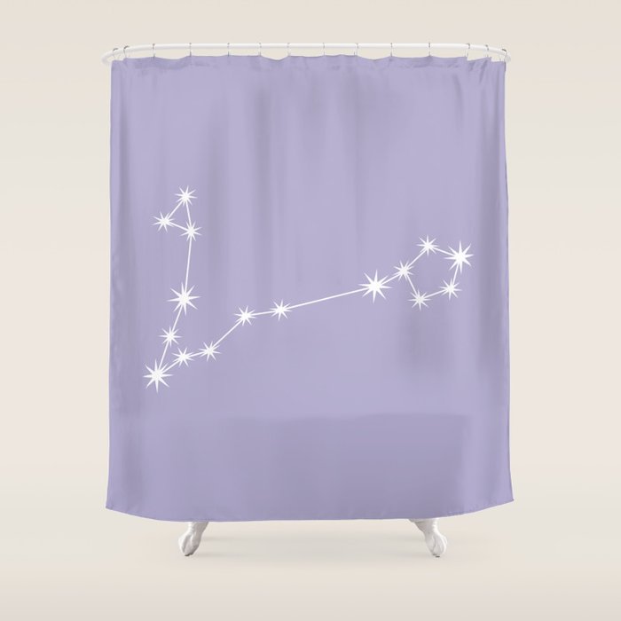Pisces Zodiac Star Constellation Line Art Pastel Lavender Shower Curtain Gallery Image 1