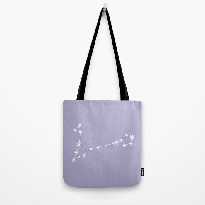 Pisces Zodiac Star Constellation Line Art Pastel Lavender Tote Bag Gallery Image 2