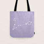 Pisces Zodiac Star Constellation Line Art Pastel Lavender Tote Bag Gallery Image 1