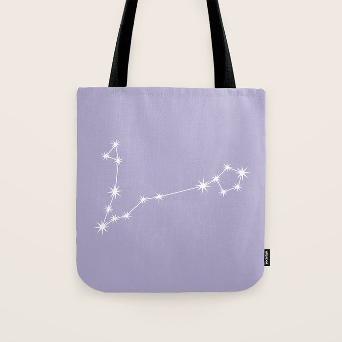 Pisces Zodiac Star Constellation Line Art Pastel Lavender Tote Bag Gallery Image 1