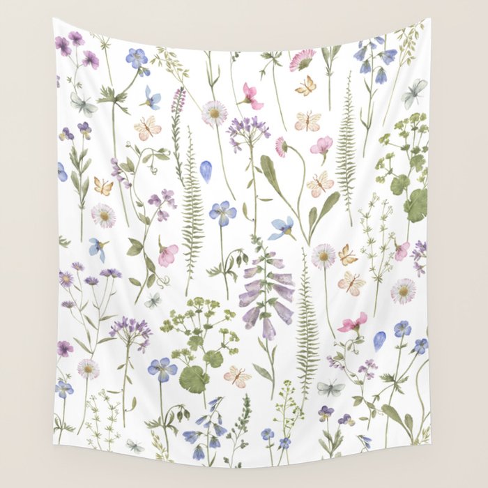 Hygge Summer Wildflowers Meadow Wall Tapestry Gallery Image 4