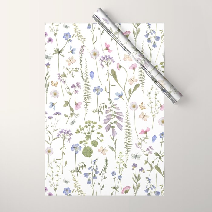 Hygge Summer Wildflowers Meadow Wrapping Paper Gallery Image 1