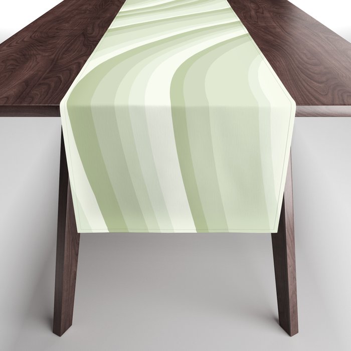 Wavy Stripes XXI - Pastel Natural Green Table Runner Gallery Image 1
